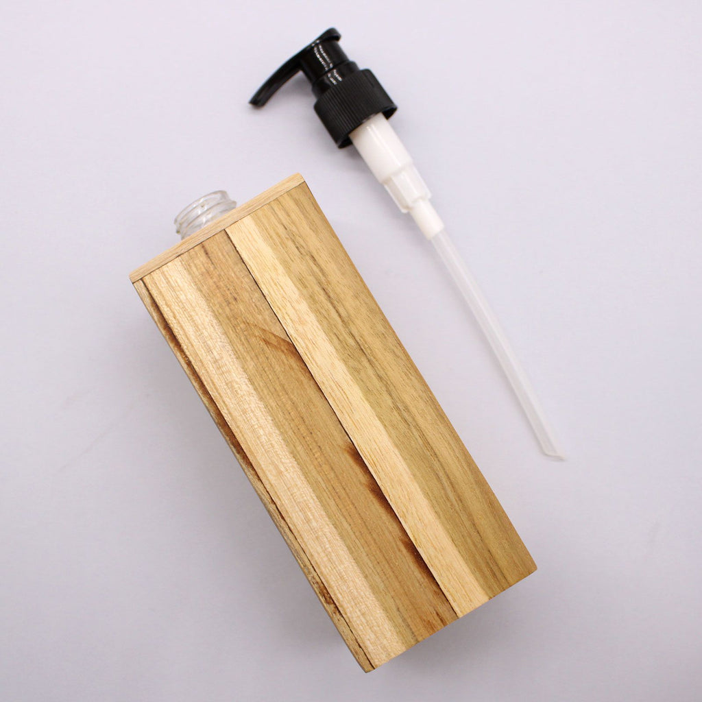 Natural Teakwood Soap Dispencer - Square
